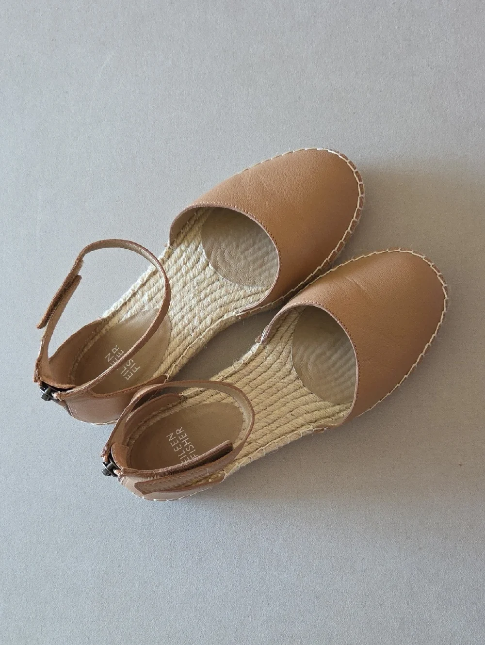 Eileen Fisher Tan Lala Leather Ankle-Strap Espadrille Vacay Summer Travel Size 7